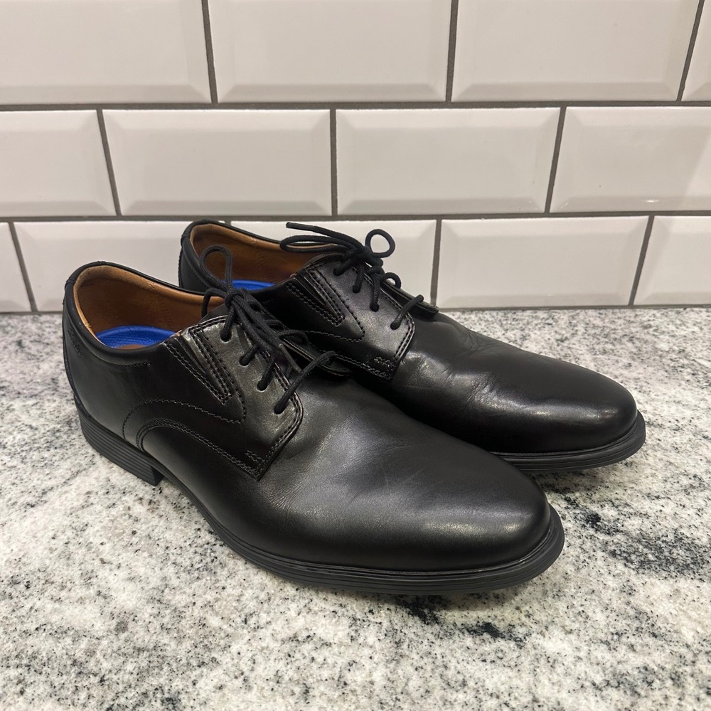 Clarks Mens 9.5 Dress Shoes Black Leather Derby Extreme Comfort Professional